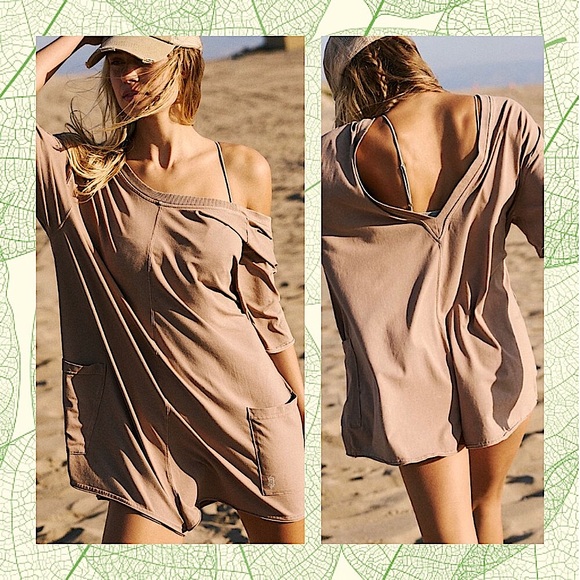 Free People, X-LARGE & Med. Hot Shot, SS, Shorts, Romper, MOCHA LATTE, NWT! - Picture 11 of 11